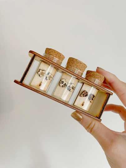 Dainty Little Tiny Things - Wholesale Stud/Post Earrings - Hypoallergenic Wooden Tiny Dainty Plant Studs6