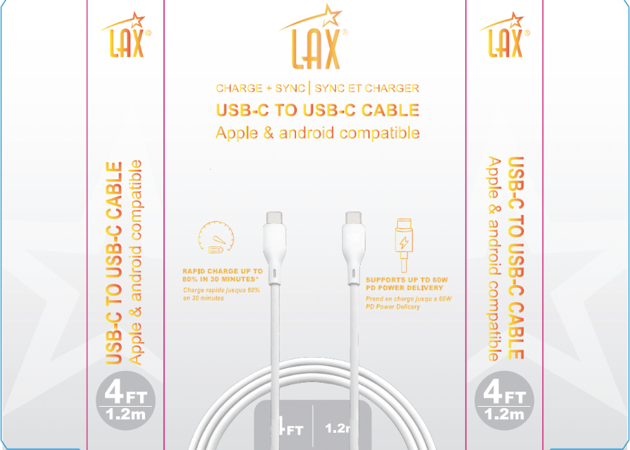 LAX Gadgets - Wholesale Oplaadkabel - USB-C naar USB-C Touch siliconen oplaadkabels - 4 ft retailpakket2