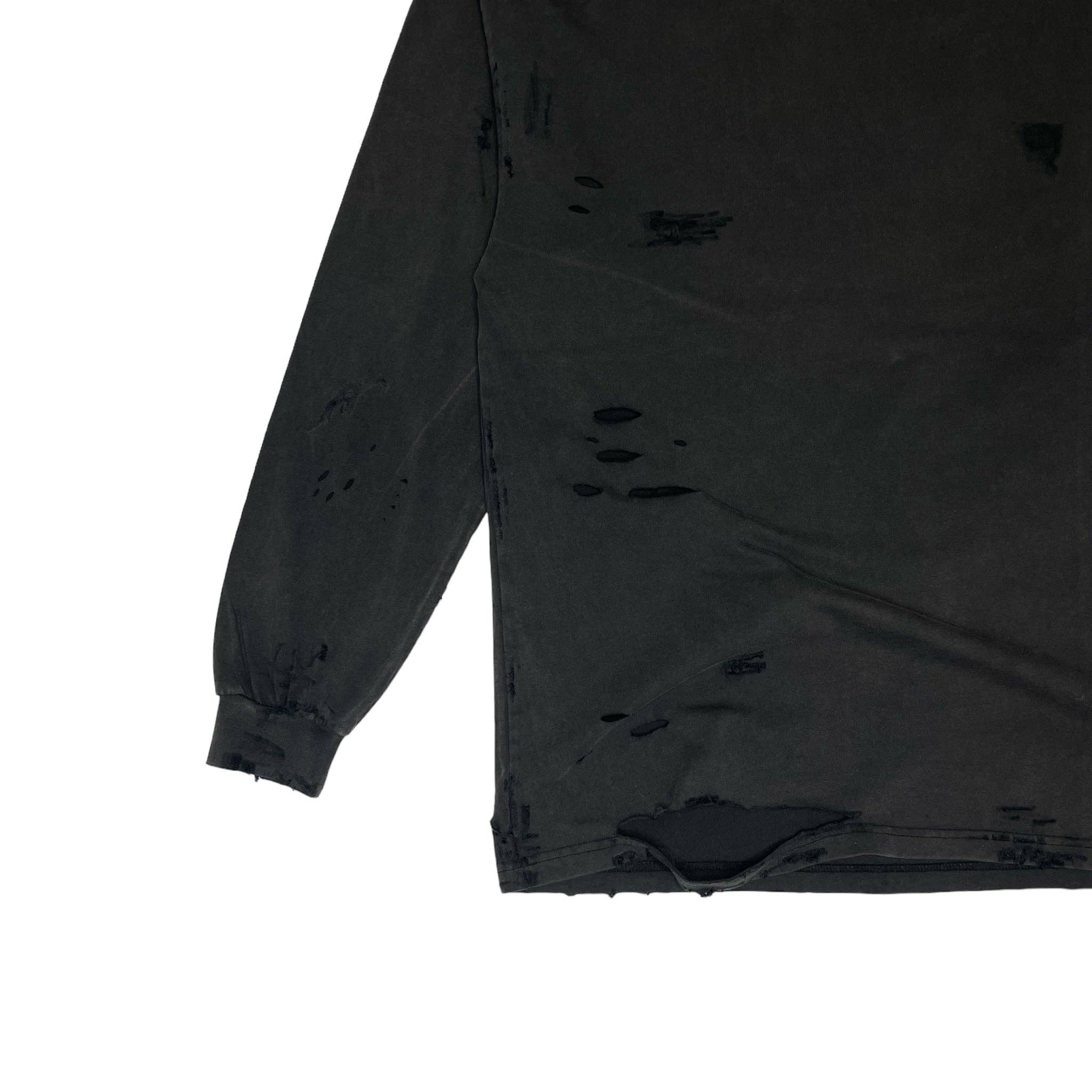 PARTCH Atelier Distressed T-Shirt L/S Vintage Black Organic Cotton for wholesale on Faire1