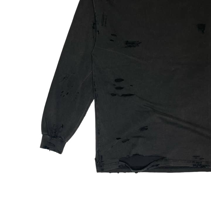 PARTCH Atelier Distressed T-Shirt L/S Vintage Black Organic Cotton for wholesale on Faire1