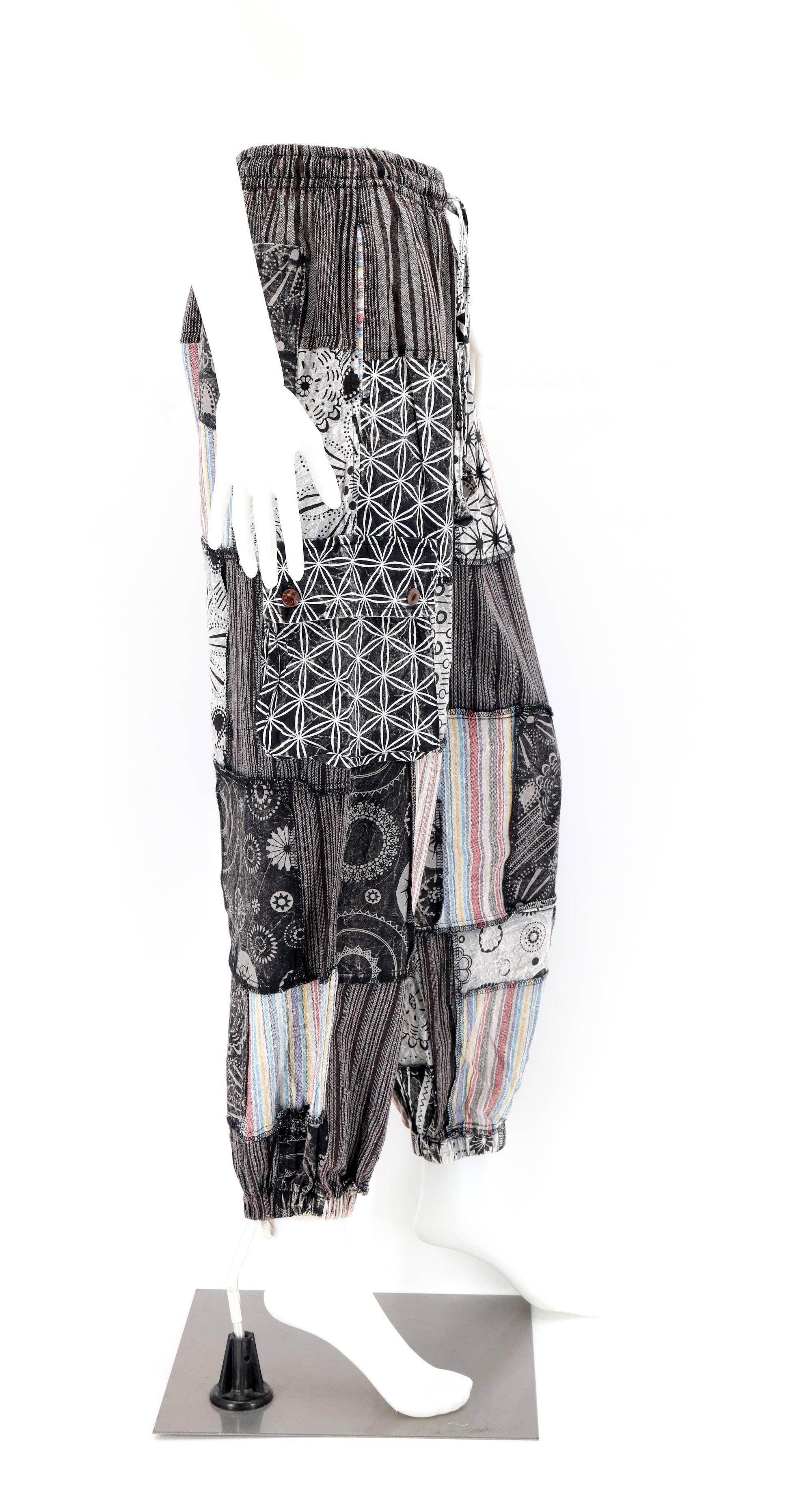 Himalaya Handmade - Wholesale Pants - Unisex - Cotton Hippie Handmade Harem Geometric Print Patchwork Lightweight Bohemian Pants6
