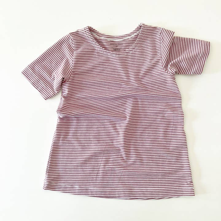 Bamboo T-shirt Dress| Rose Brown Stripe | Baby & Toddler for wholesale by Bohemian Babies