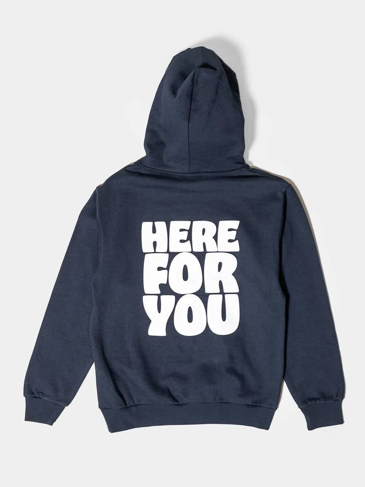 Here For You Navy Hoodie for wholesale by Here For You Clothing