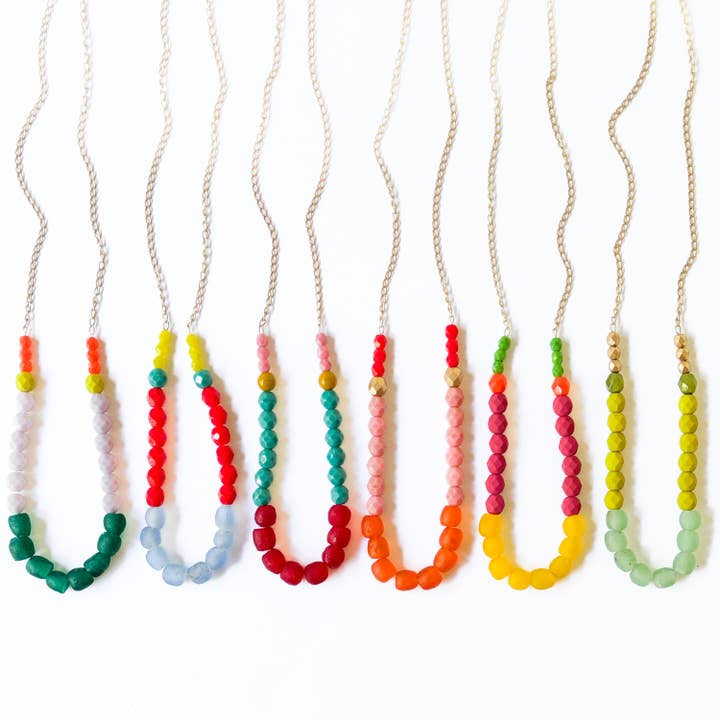 Nest Pretty Things - Wholesale Beaded/Pearl Necklace - Multicolor Recycled African Glass And Mixed Bead Necklace