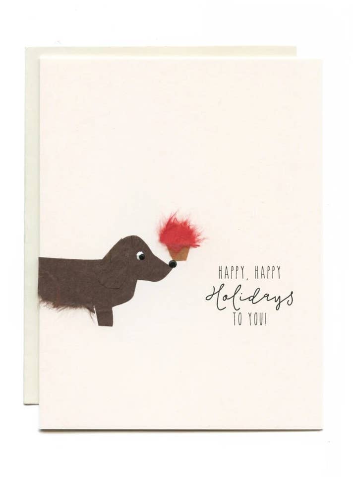 „Happy, frohe Feiertage zu dir“ Hund mit Cupcake für den Großhandel von FLAUNT HANDMADE CORRESPONDENCES