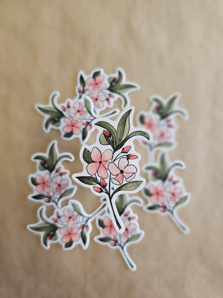 Autocollant fleur de pommier pour la vente par Covered With Art