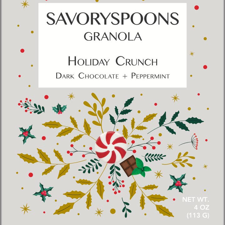 Crunch de Natal (Chocolate Preto + Hortelã-Pimenta) por atacado de SavorySpoons Granola