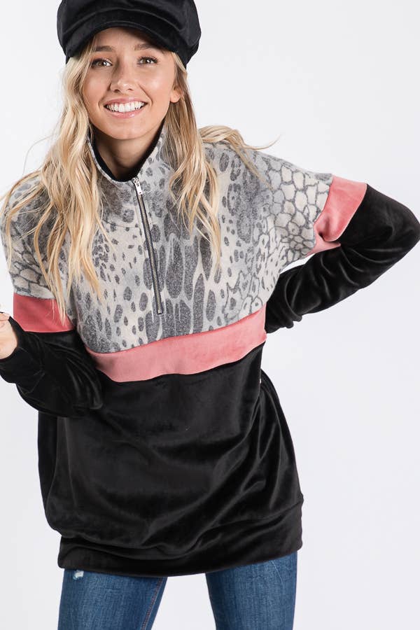 7th Ray - Wholesale Sweatshirt - Women's - Everyday Casual Half-Zip Activewear Sweatshirt T273314