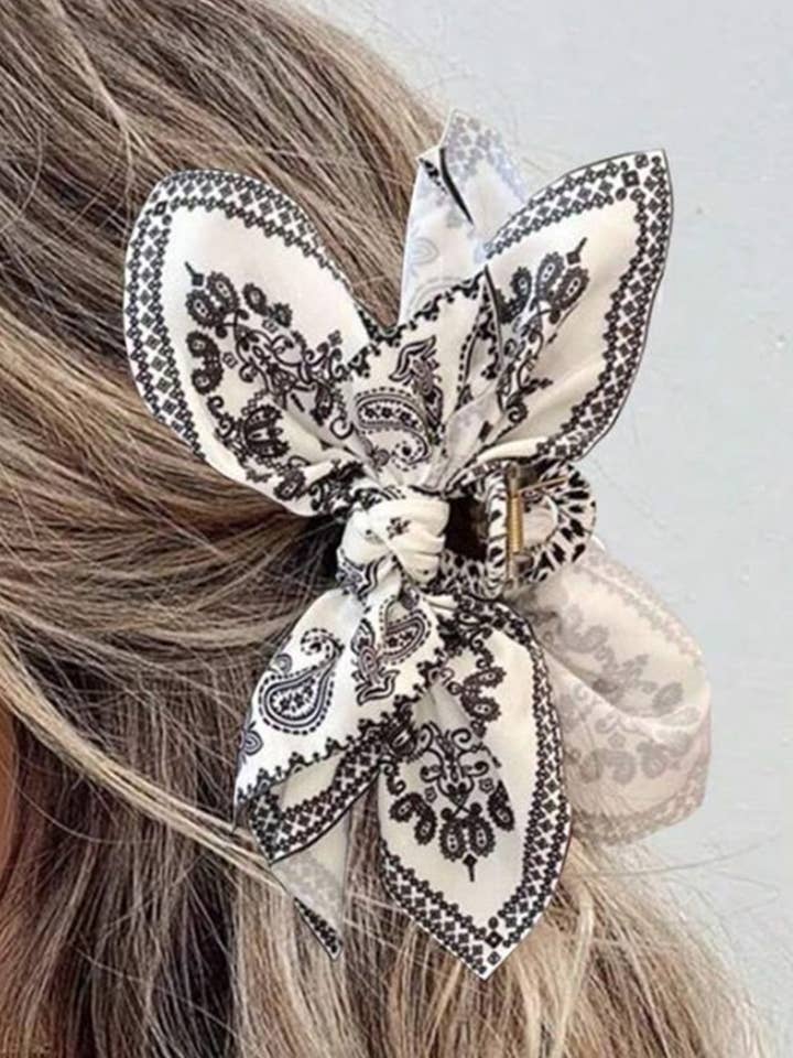 Paisley Floral Print Bow Knot Hair Clip Gifts for wholesale by 66DISCO