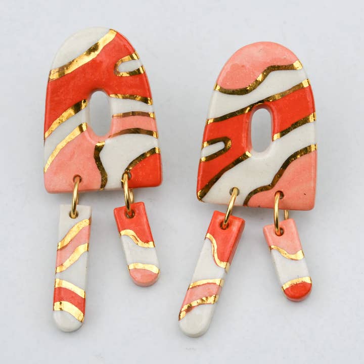 Red and Pink Swirl Dangle Earrings for wholesale by Lilikoi Project