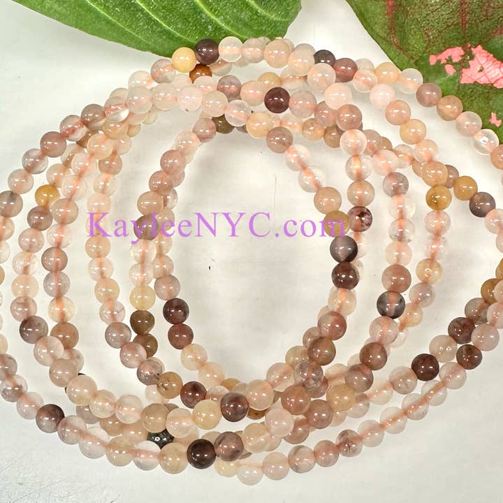 Pulsera elástica de aventurina rosa natural de 4 mm y 19 cm para venta al por mayor de KayleeNYC