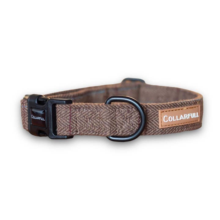 Collare marrone in tweed spina di pesce per la vendita all'ingrosso da parte di Collarfull