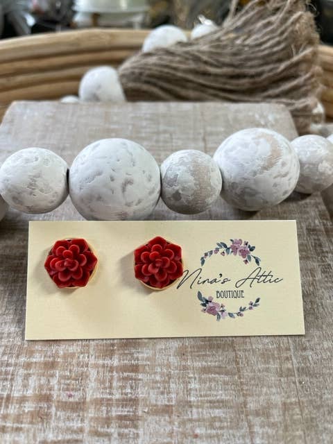 Red Flower Stud for wholesale by Nina’s Attic