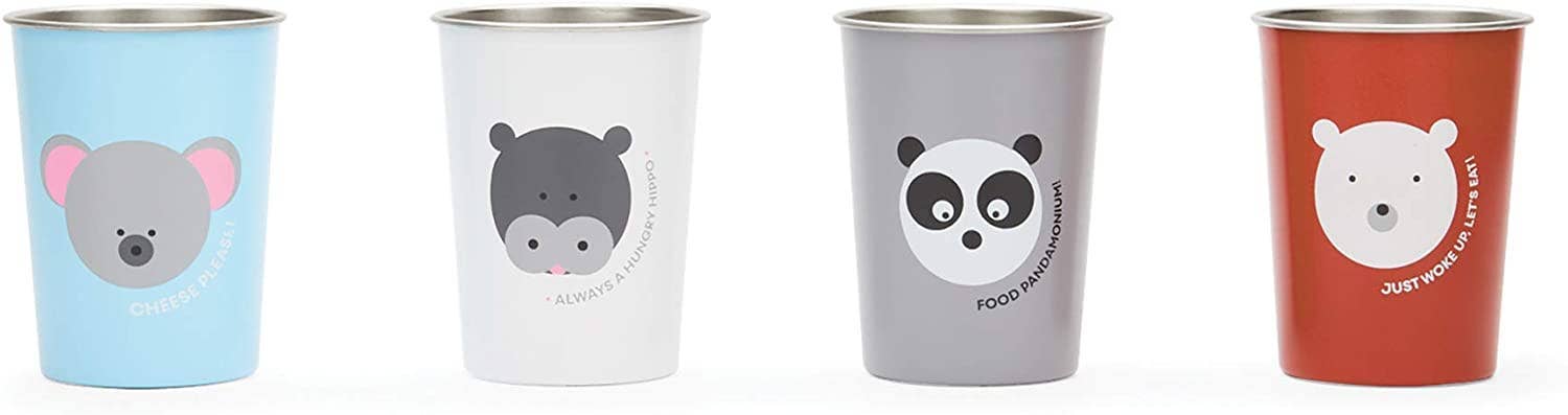 Red Rover Kids Stainless Steel Animal Cup, Set of 4, 10oz