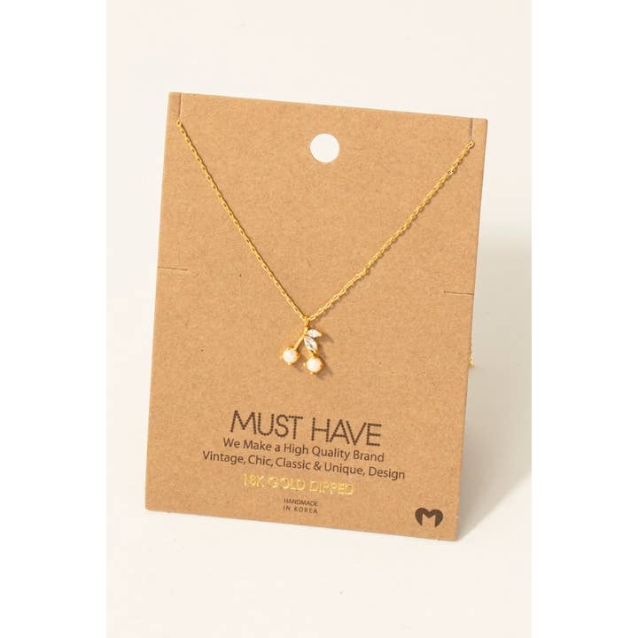 Fame Accessories - Wholesale Halskettinghanger - Halsketting met hanger in goud gedompelde opaal en Cz Cherry