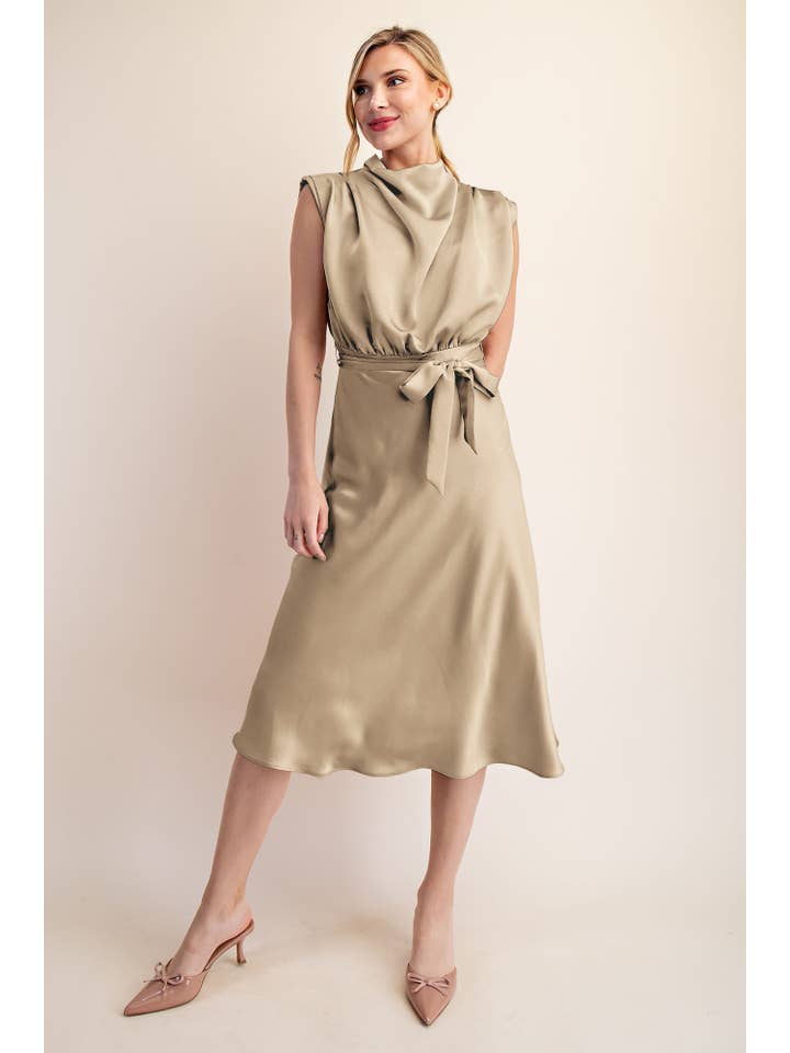 Glam - Wholesale Dress - Women's - Cowl Neck Midi Dress13