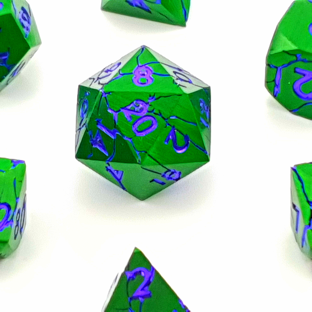 Tabletop Dominion Limited - Wholesale Dice - Venom Vein | Solid Metal Dice | 7 Piece Set1