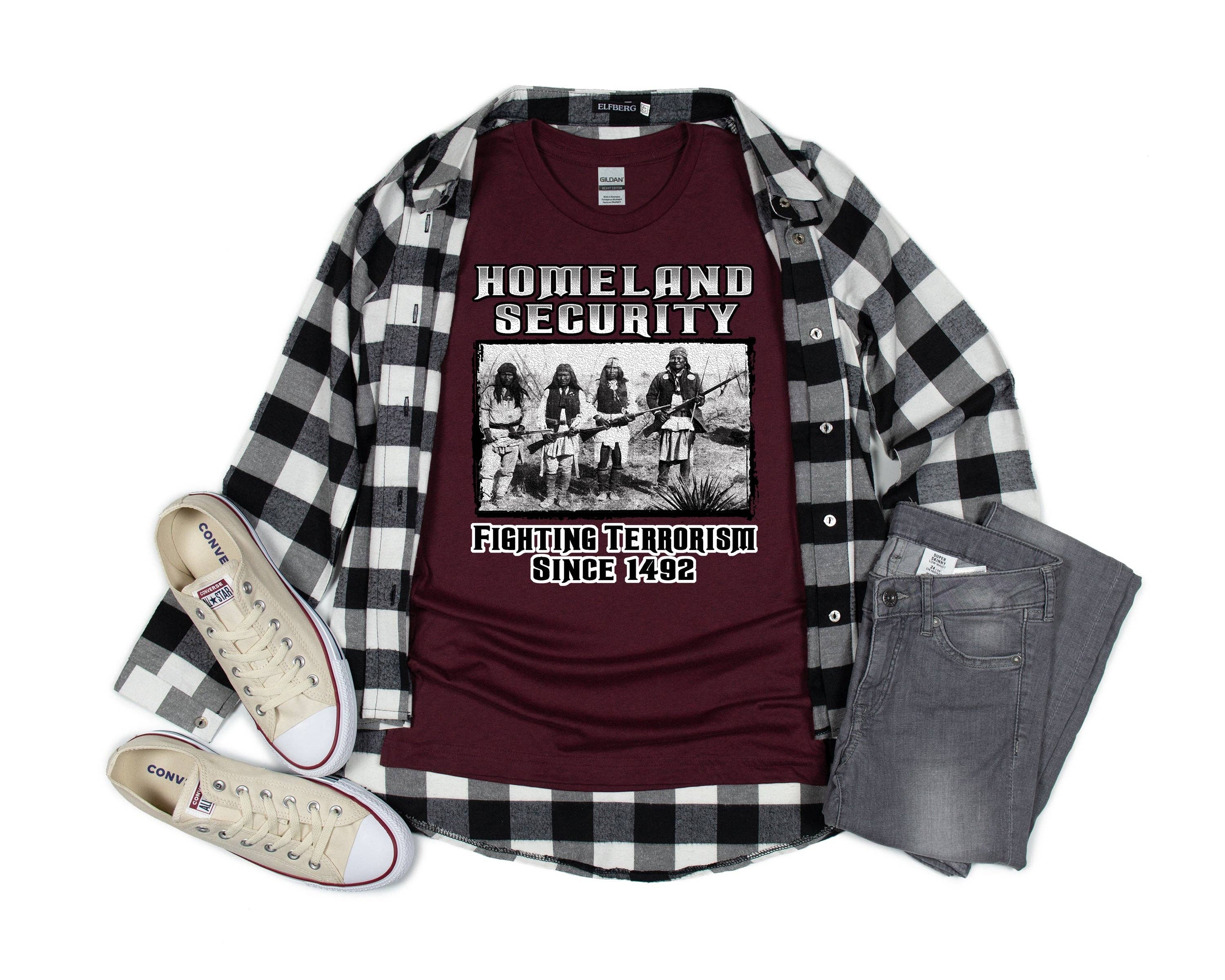 Artopia - Wholesale Screen Printed T-Shirt - Unisex - Native American T-Shirt, Homeland Security Fighting Terroris4