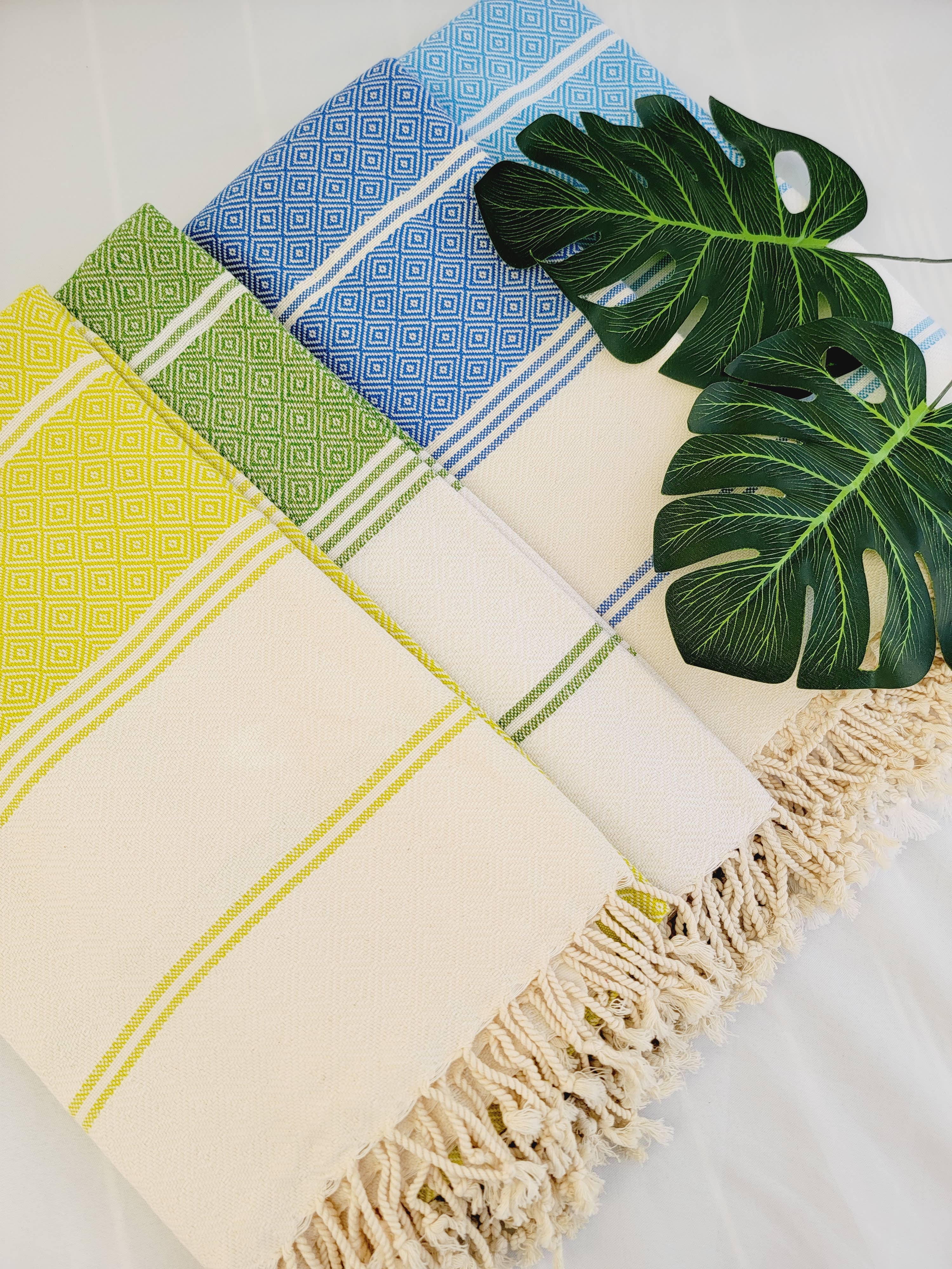 EBRU Home – Großhandel Badetuch – 10er-Set Strandtücher aus 100 % Baumwolle, gemischte Farben, Sandfrei – Diamantgewebe3