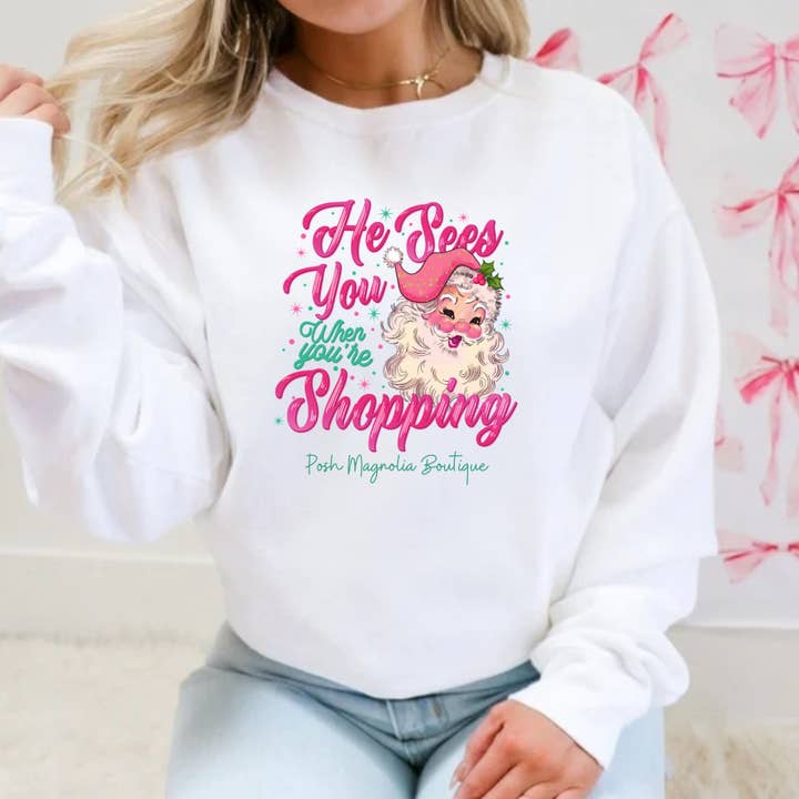 Custom Boutique Shop Christmas Sweatshirt for wholesale by Posh Magnolia Boutique