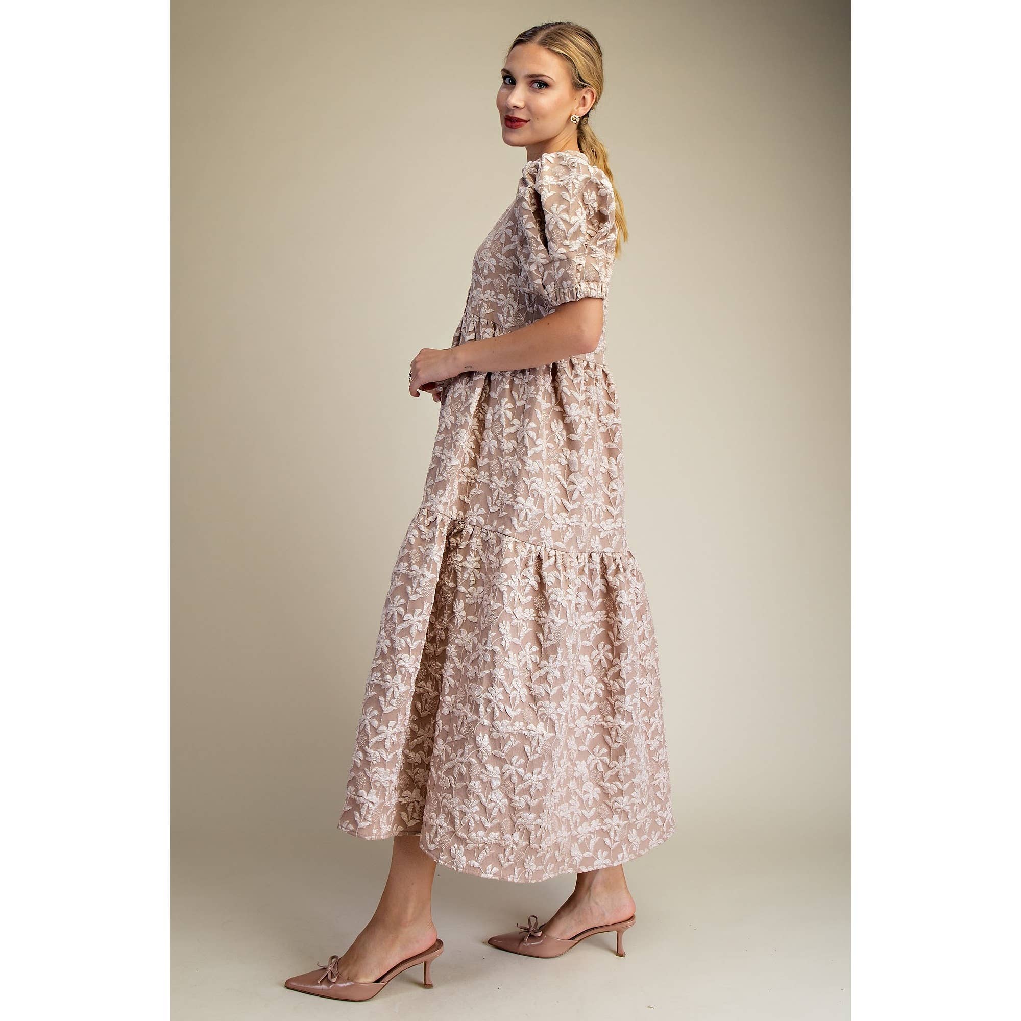STYLE USA - Wholesale Dress - Women's - NEW Puff Sleeve Midi Dress17