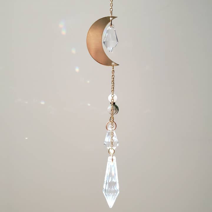 Zoerb & Co - Wholesale Suncatcher - Suncatcher Moon Mobile | Brass and Tree Agate1