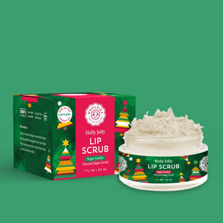 Holly Jolly Holiday Sugar Lip Scrub | Shea & Cocoa Butter for wholesale by Woolzies