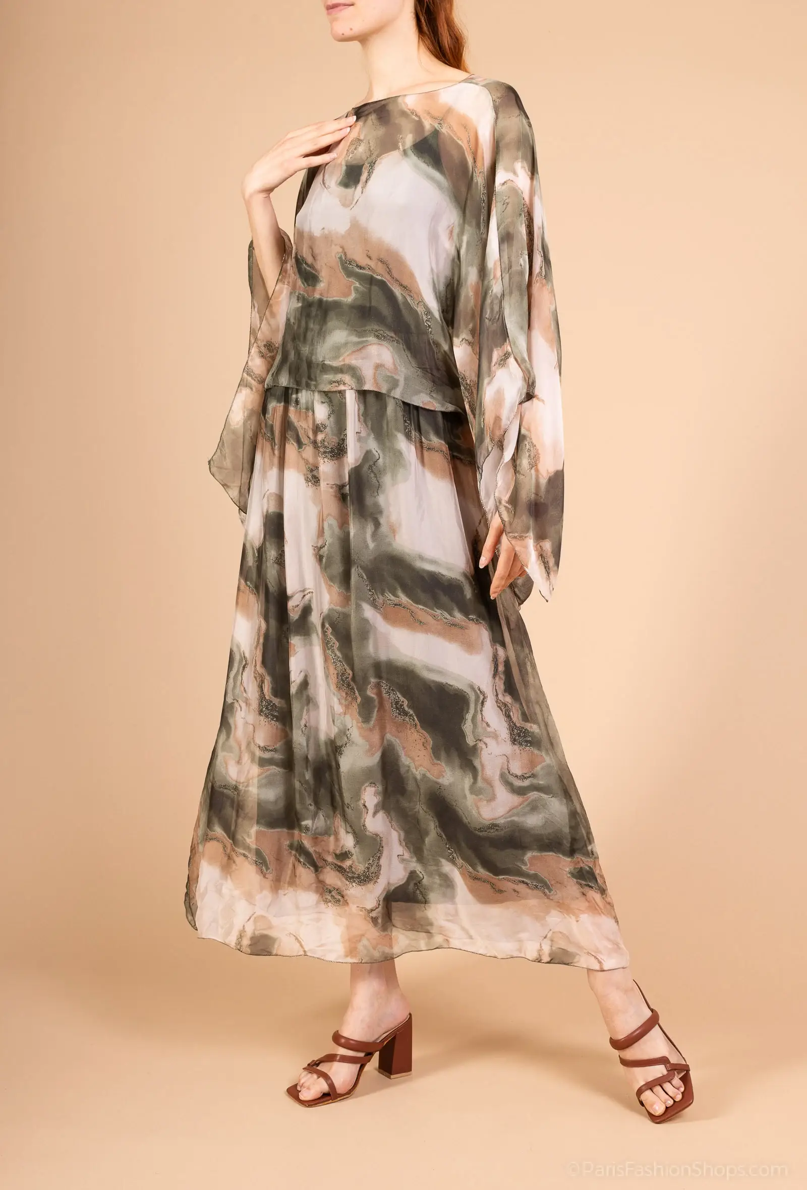 Shyloh - Wholesale Dress - Women's - 2-in-1 printed silk dress 304682