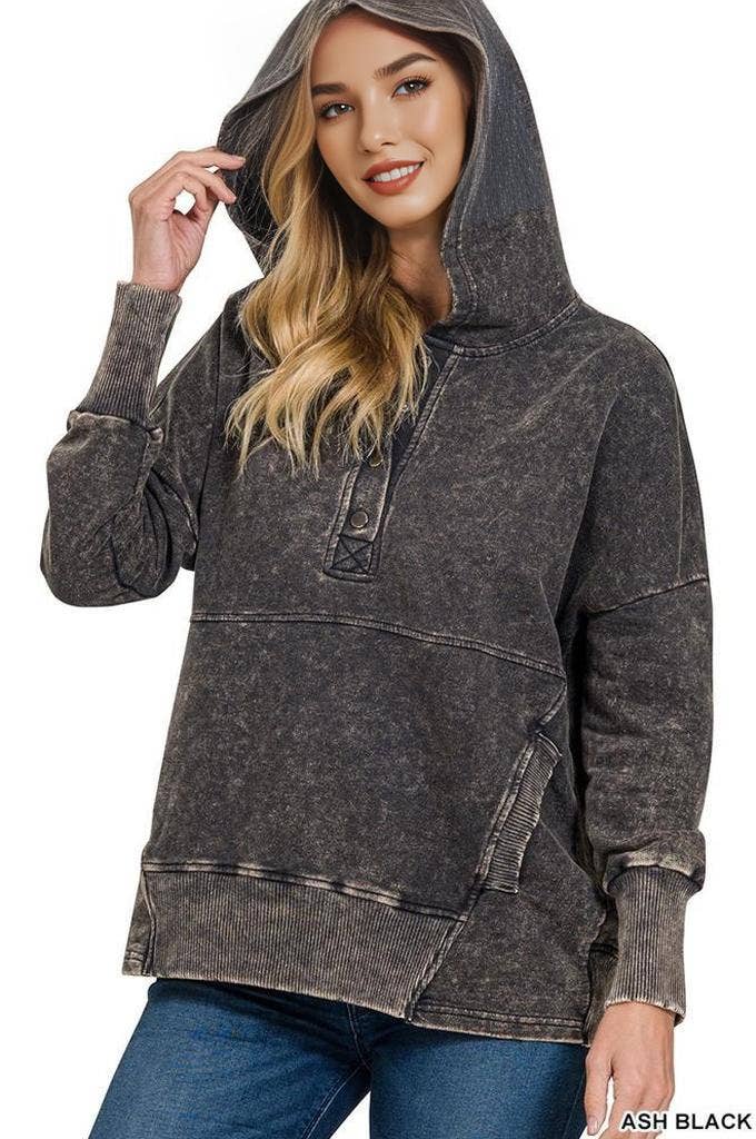 42POPS - Wholesale Hoodie - Women's - ,.._ 1015 French Terry Acid Wash Kangaroo Pocket Hoodie SI-253283