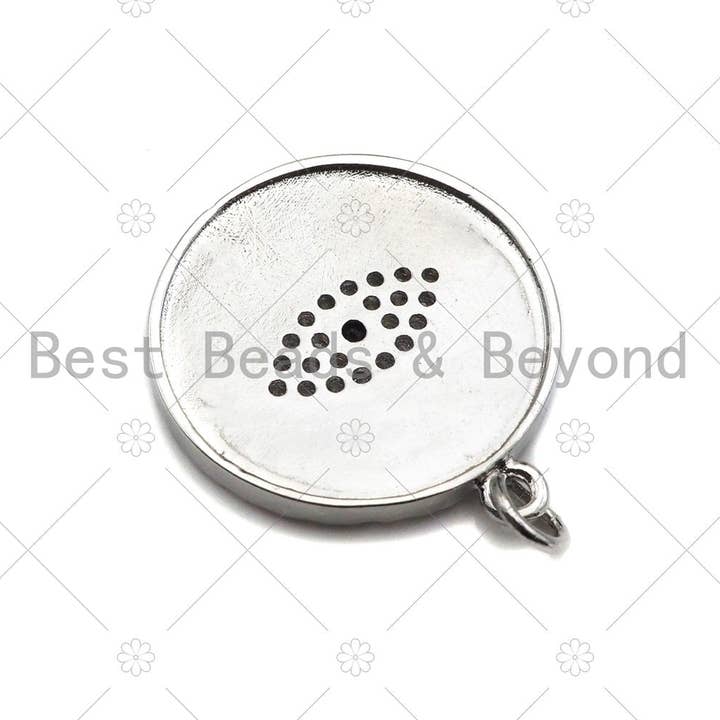 BestBeads&Beyond – wholesale Individuell berlock/hänge – 18K guld silver bana onda ögat mynt form hänge/charm, skydd öga armband halsband charm, onda ögat hänge charm, 21mm, sku #Z1246