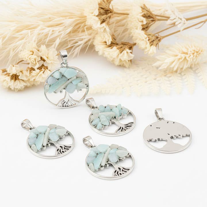 Amazonite Stone Pendant - Tree of Life for wholesale by Produtos Namasté
