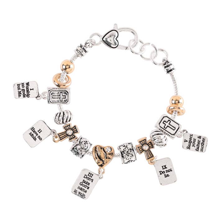 Pulsera de 10 mandamientos, 2 tonos para venta al por mayor de Magnolia