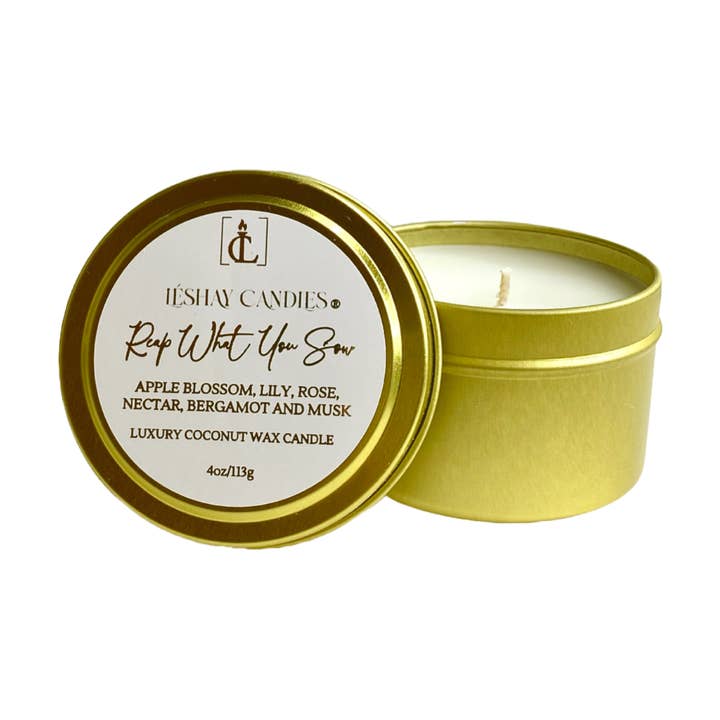 OOGST WAT JE ZAAIT CHRISTIAN TRAVEL LUXE KAARS voor wholesale door Leshay Candles, LLC