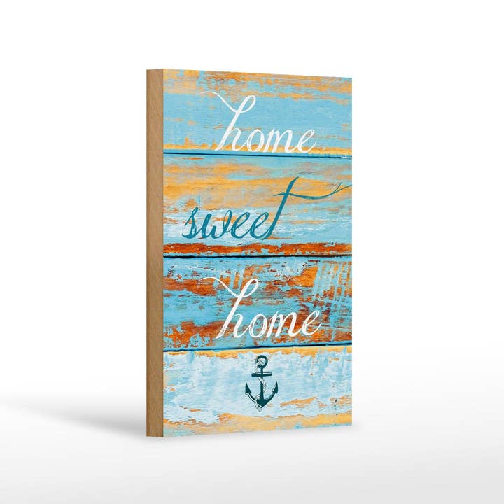 Panneau en bois 12x18 cm Home sweet home Ancre pour la vente par Femer