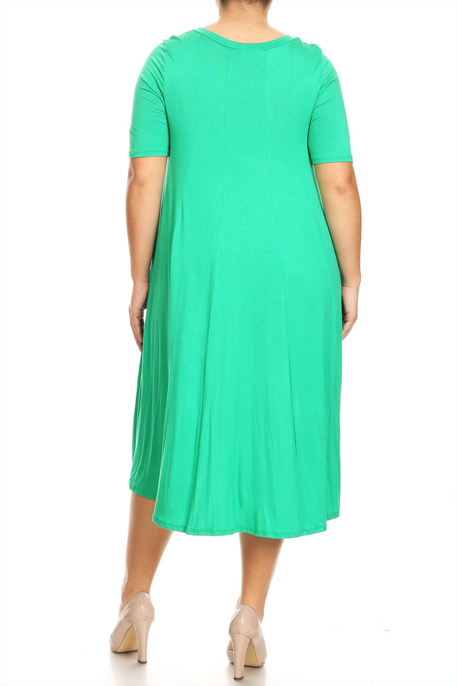 MOA COLLECTION - Wholesale Dress - Women's - Women's Plus Size A-Line Round Neck Casual Solid Midi Dress15