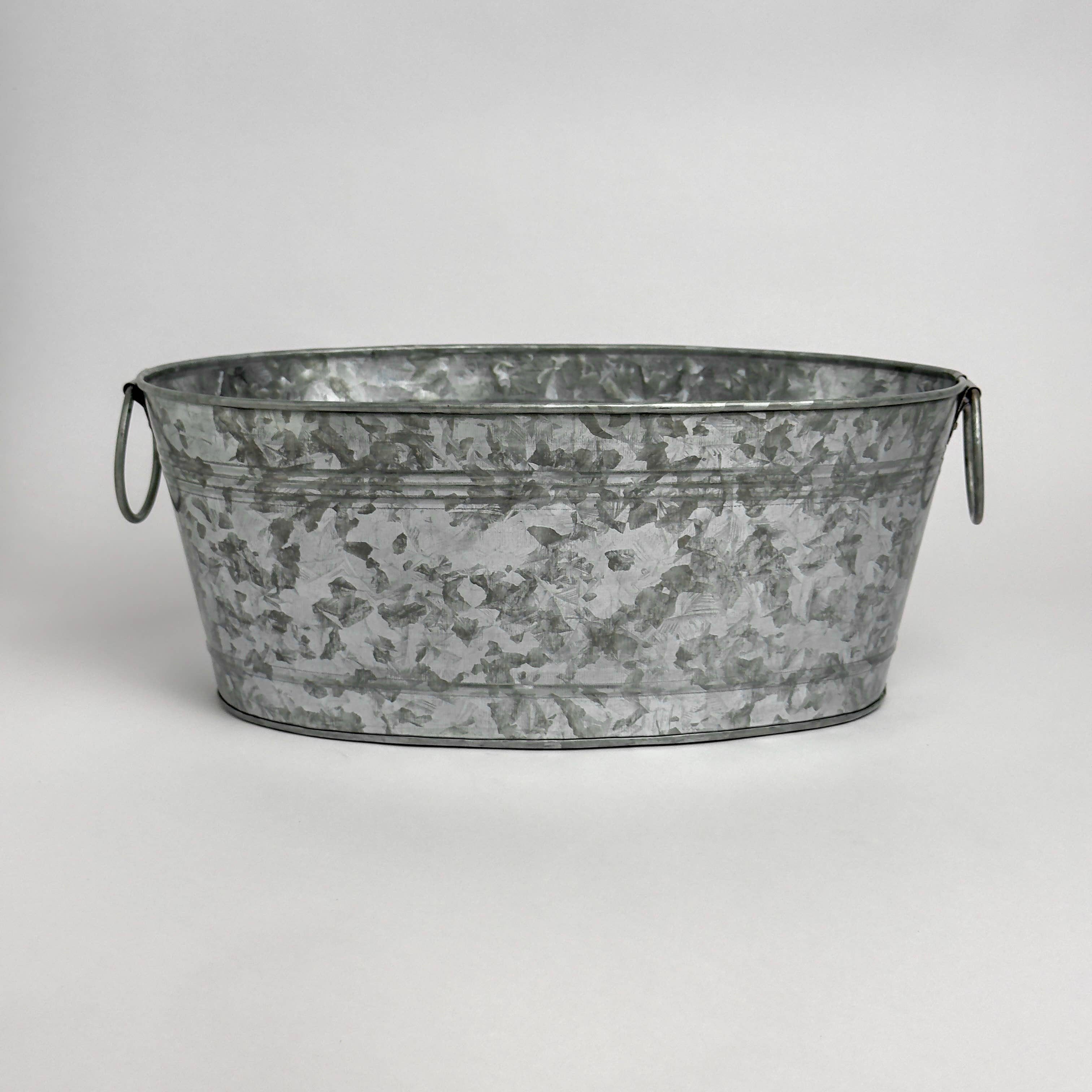 India Handicrafts Inc – wholesale Ishink – Galvaniserad oval liten balja – 40,6 cm x 25,4 cm x 16,5 cm5