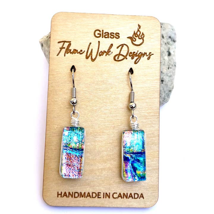 Flame Work Designs - Glass Jewelry - Wholesale Dangle Earrings - 4 Unique Dichroic EarringsÂ