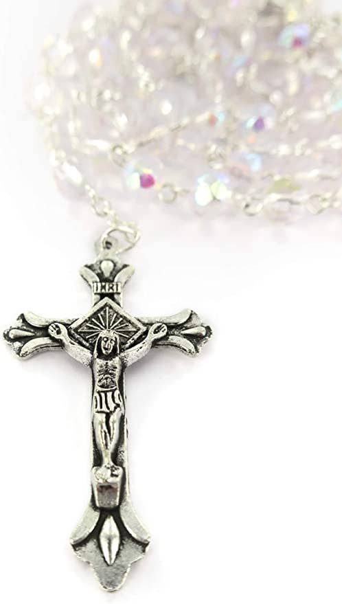Costa Articoli Religiosi - Wholesale Prayer Beads Necklace - 6mm Crystal Rosary White1