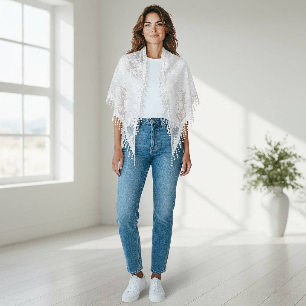 TAPA fashion – Engroshandel Tørklæde - Dame – Rosemønster Blonde Tørklæder Kirkeslør SS629 (12 stk.)9