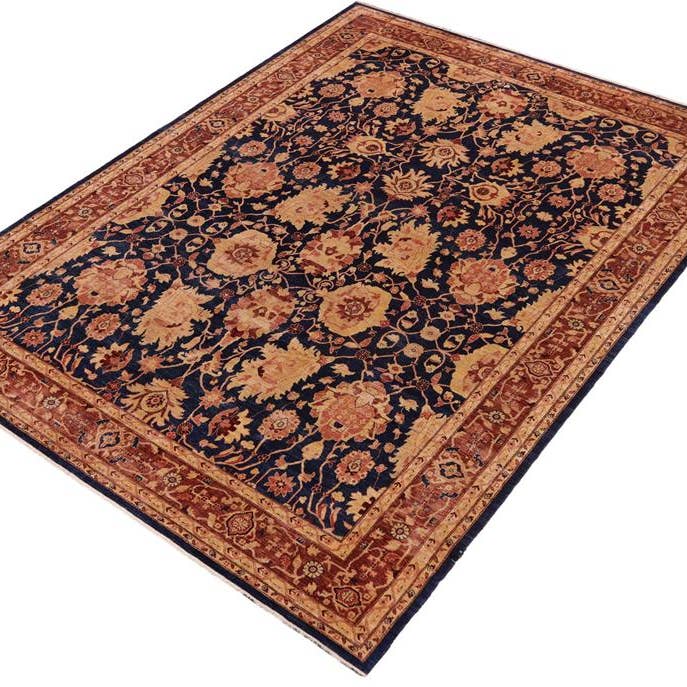 Eclectic Ziegler Raeann Blue/Light Brown Wool Rug - 10'4'' x 13'4'' for wholesale by Arshs Fine Rugs
