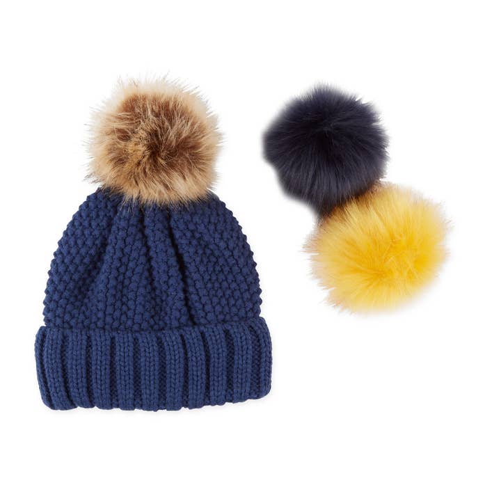 Hadley Wren - Wholesale Beanie - Women's - Snap On Pom Pom Beanie - Navy