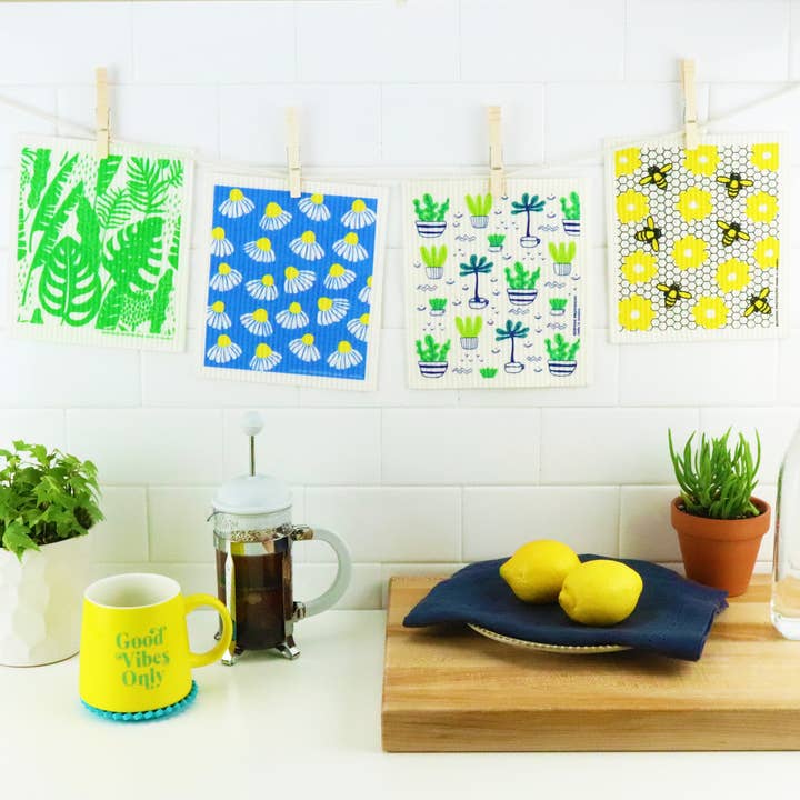 Bespoke Provisions - Vente Torchon - Abeilles sur nid d'abeilles chiffon suédois - Éponge réutilisable2