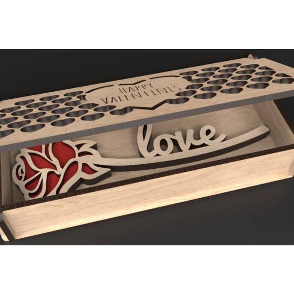 Valentine's Day Wooden Gift Box for wholesale by Burnt Ember