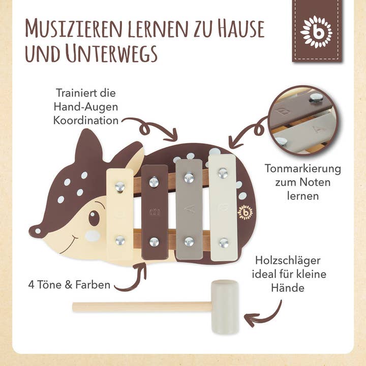 Bieco Spielwaren - Wholesale Musical Toy - Kids & Baby - Mini Xylophone Deer FSC®5