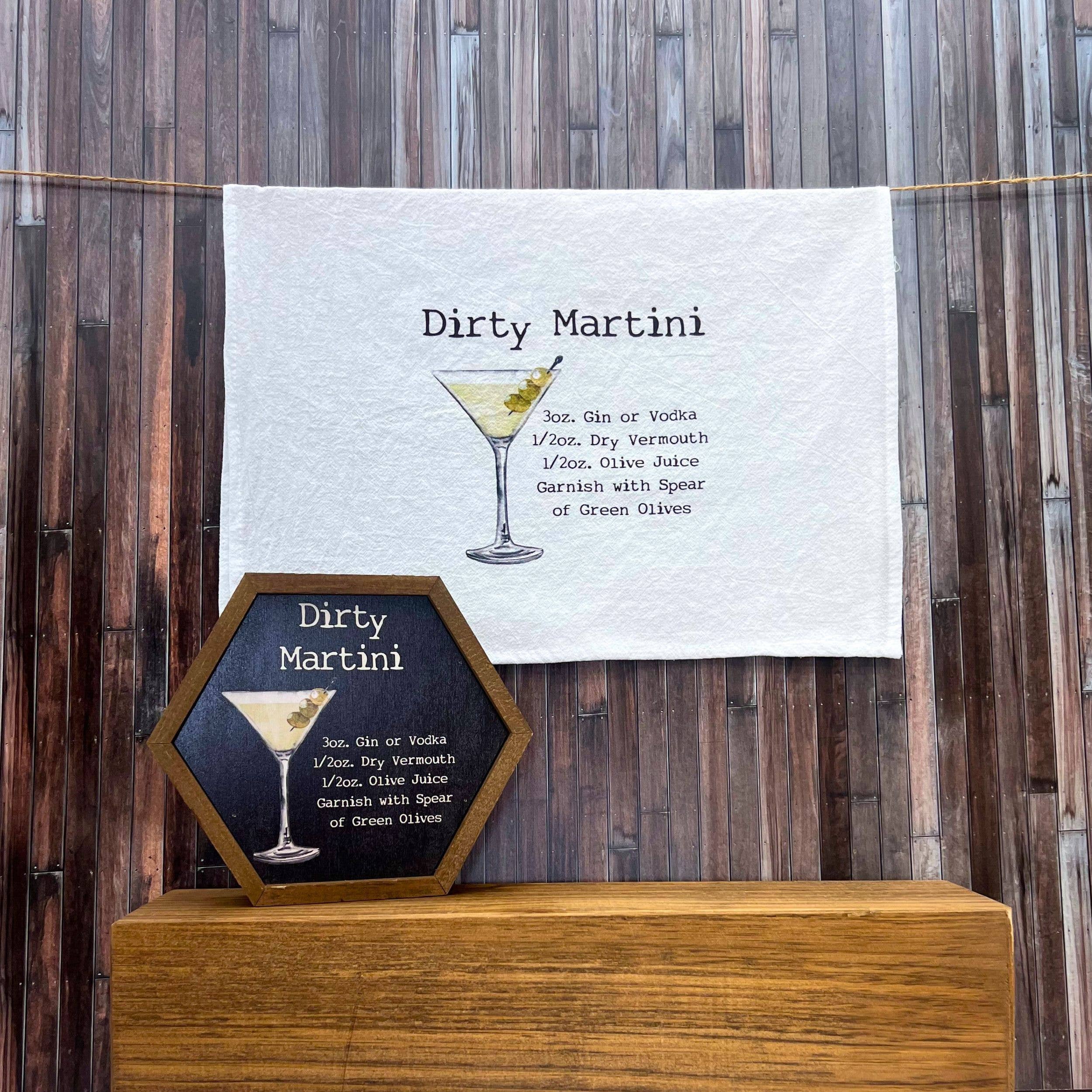 Driftless Studios - Wholesale Tea Towel - Dirty Martini Cocktail Bar Towel - Driftless Tea Towels2