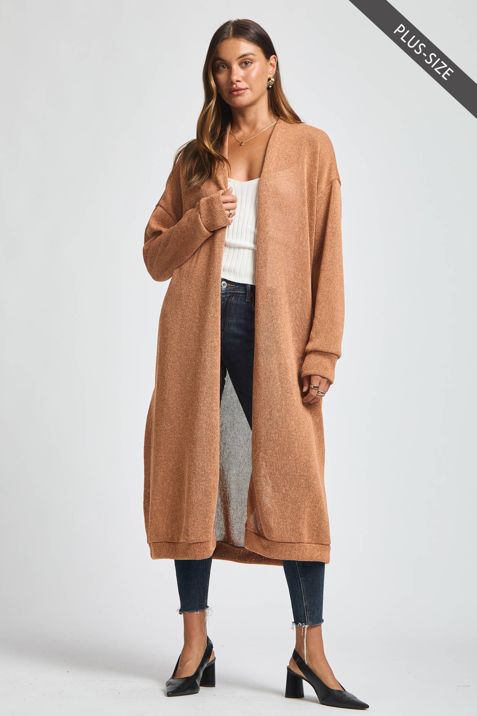 Dear Scarlett - Venta al por mayor Cárdigan - Mujer - Cárdigan Largo Relajado Talla Grande3