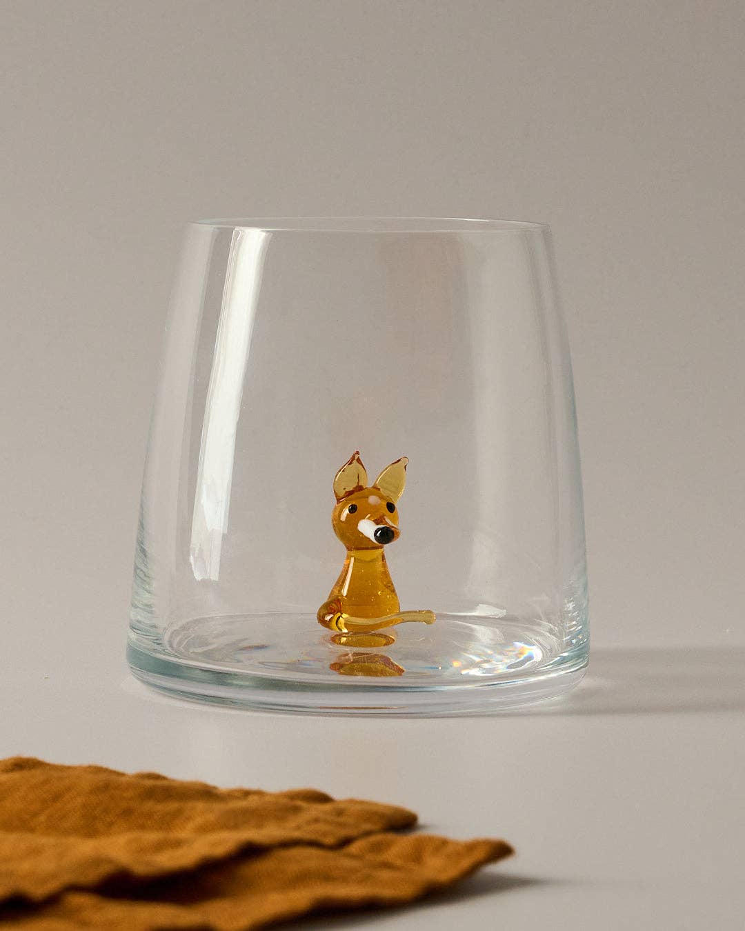 Glamuran Berlin - Wholesale Drinking Glass/Cup - Stemless Wine Whisky Glass with a fox animal inside0