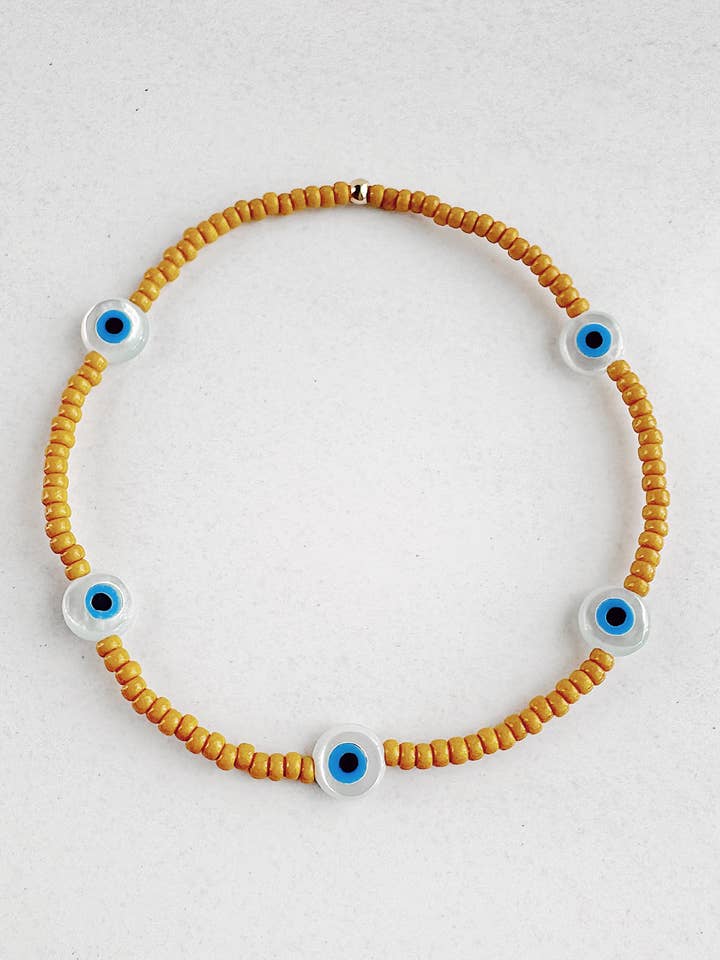 Evil Eye Stretch Beaded Bracelet - merigold for wholesale by On the Lookout Jewelry