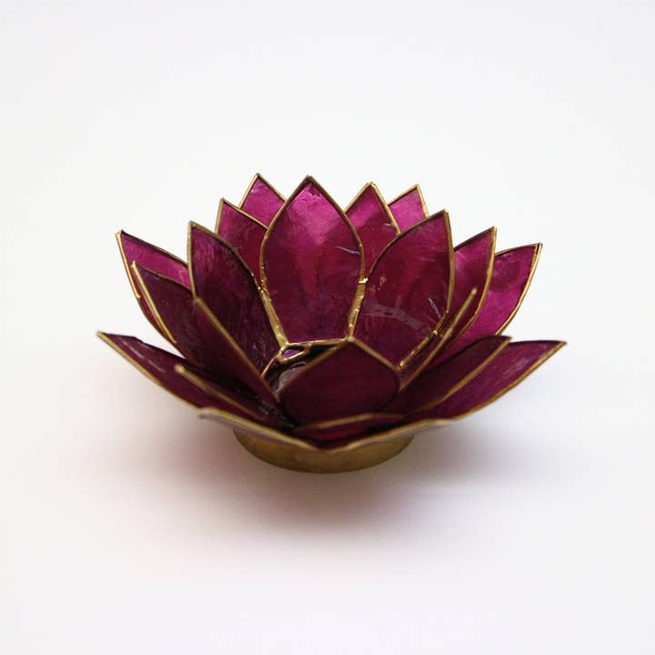 Rauha Crafts – Großhandel Kerzenhalter – Capiz Teelichthalter | Lotus - Violett