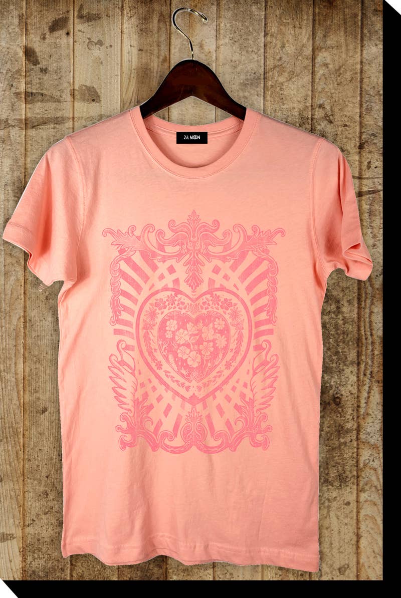 2&moon - Wholesale Screen Printed T-Shirt - Women's - Heart Graphic Tee2